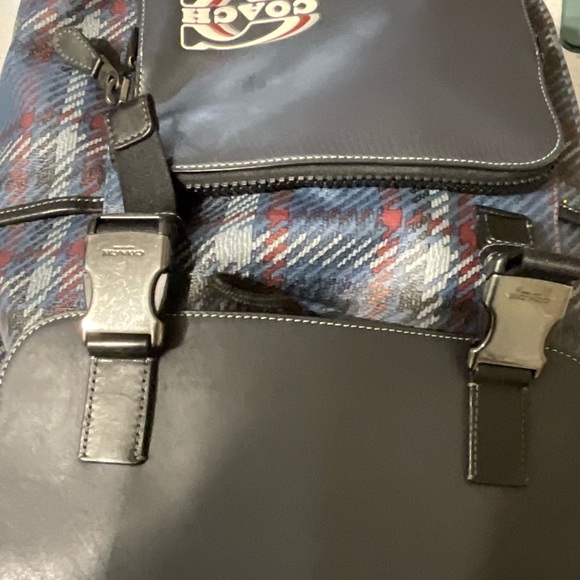 Coach Plaid Navy and Black Men's Backpack - Picture 2 of 6
